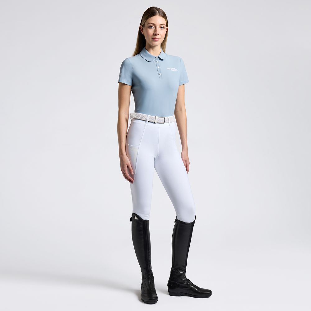Cavalleria Toscana Jersey Pleated S/S Training Polo Blue Fog